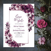 Roze Pruim Bloemen Bruiloft Save the Date