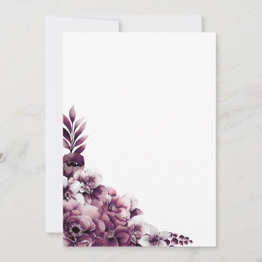 Roze Pruim Floral bruiloft receptie Kaart (Achterkant)