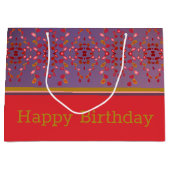 Roze pruim met mosterdgoud groot cadeauzakje (Voorkant)