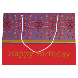 Roze pruim met mosterdgoud groot cadeauzakje