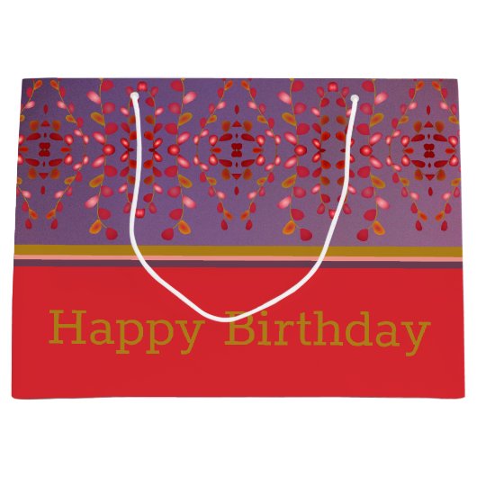 Roze pruim met mosterdgoud groot cadeauzakje (Voorkant)