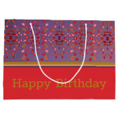 Roze pruim met mosterdgoud groot cadeauzakje (Achterkant)