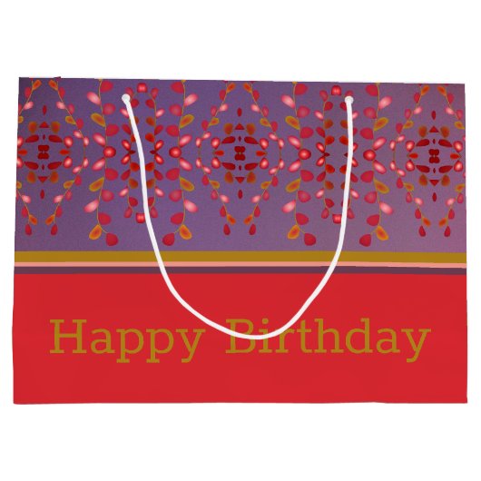 Roze pruim met mosterdgoud groot cadeauzakje (Achterkant)