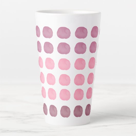 Roze Pruim Waterverf Schattige Happy Polka Dots Ar Latte Mok (Voorkant)