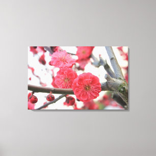 roze pruimen met bloesem canvas afdruk