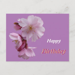 Roze Prunus Flowers Happy Birthday Briefkaart