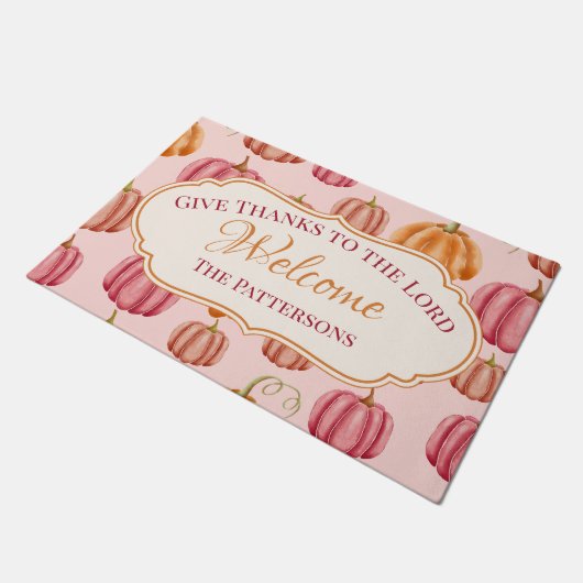  Roze Psalm 136:3 Geef Bedankt aan de Here Deurmat (Schuin)