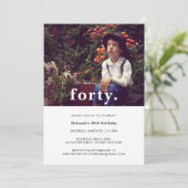 Roze Pset 40th Birthday Fotouitnodiging Kaart (Staand voorkant)