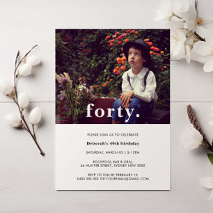  Roze Pset 40th Birthday Fotouitnodiging Kaart