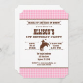 Roze Pset Cowboy Rodeo Birthday Kaart (Voorkant / Achterkant)