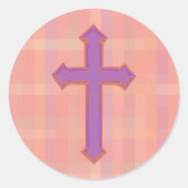 Roze  Pset Paarse Faith Cross Stickers (Voorkant)