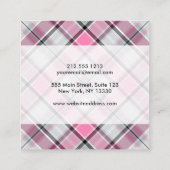 Roze Pset Patroon Chic Vierkante Visitekaartje (Achterkant)