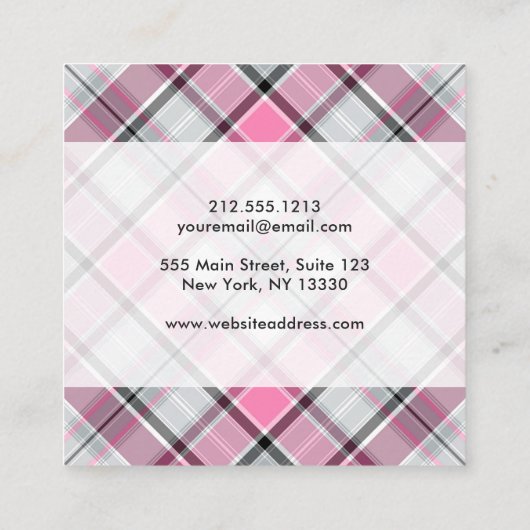 Roze Pset Patroon Chic Vierkante Visitekaartje (Achterkant)