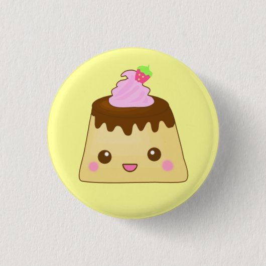 roze pudding schattig! ronde button 3,2 cm (Voorkant)