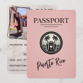 Roze Puerto Rico paspoort Save The Date (Voorkant / Achterkant)