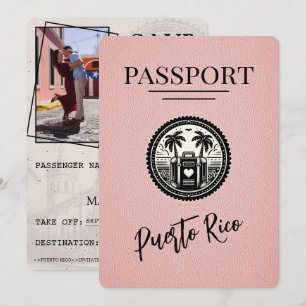 Roze Puerto Rico paspoort Save The Date