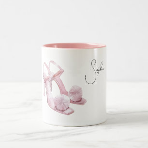 Roze Puffs Hoge Hakken Tweekleurige Koffiemok