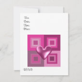 Roze Puffy Heart Birthday Uitnodiging (Achterkant)