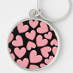 Roze Puffy Hearts Sleutelhanger
