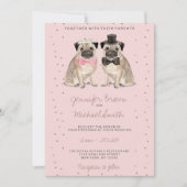Roze Pug aquarel bruiloft Kaart (Voorkant)