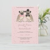 Roze Pug aquarel bruiloft Kaart (Staand voorkant)