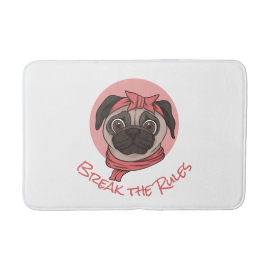 Roze pug Breek de Regels Bath Mat (Voorkant)
