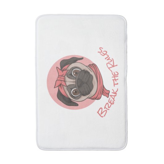 Roze pug Breek de Regels Bath Mat (Voorkant Verticaal)