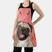 Roze Pug Dog Monogram Schort (Insitu)