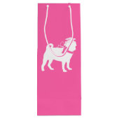 Roze Pug Dog Thema Party Afstuderen Pet Wijn Cadeautas (Achterkant)
