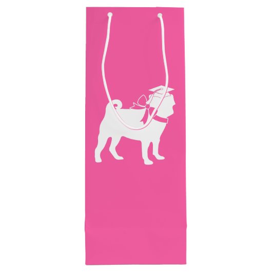 Roze Pug Dog Thema Party Afstuderen Pet Wijn Cadeautas (Achterkant)
