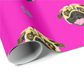 Roze Pug Inpakpapier Schokkend Roze (Rol Hoek)