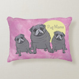 Roze Pug Mama Accent Kussen