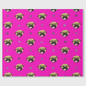 Roze pug-papier met opvallende roze indruk cadeaupapier (Vlak)