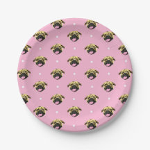 Roze Pug Papieren Borden