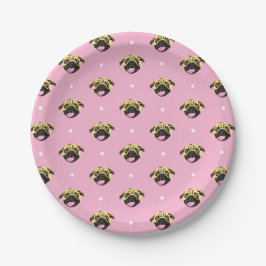 Roze Pug Papieren Borden Bordje