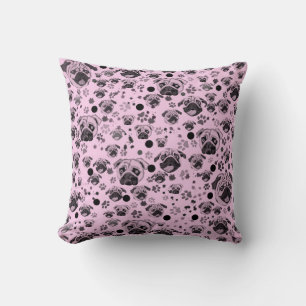 Roze Pug Print Kussen