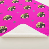 Roze Pug Sherpa Dekbed Deken (3/4)