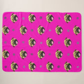 Roze Pug Sherpa Dekbed Deken (Voorkant (horizontaal))