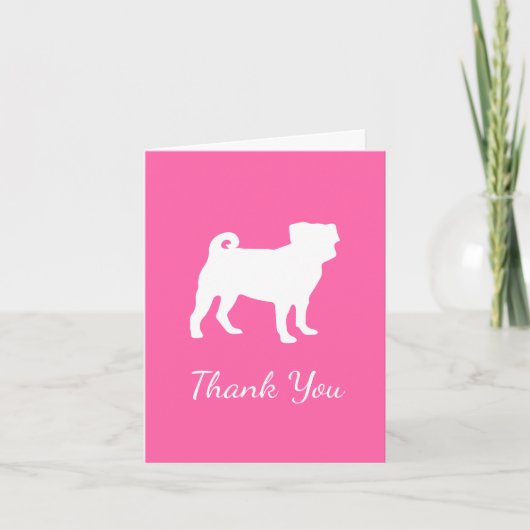 Roze Pug Silhouette Puppy Baby shower Bedankkaart (Voorkant)