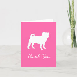 Roze Pug Silhouette Puppy Baby shower Bedankkaart