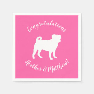 Roze Pug Silhouette Puppy Baby shower Servet