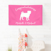 Roze Pug Silhouette Puppy Baby shower Spandoek (Insitu)
