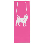 Roze Pug Silhouette Puppy Baby shower Wijn Cadeautas (Achterkant)