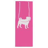 Roze Pug Silhouette Puppy Baby shower Wijn Cadeautas (Voorkant)