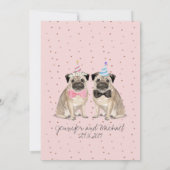 Roze Pug waterverf bruiloft Kaart (Achterkant)