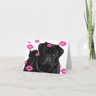 Roze Pugs en Kusjes Kaart