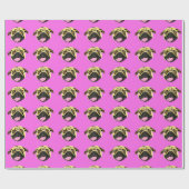 Roze Pugsgezicht Cadeaupapier (Vlak)