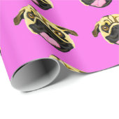 Roze Pugsgezicht Cadeaupapier (Rol Hoek)
