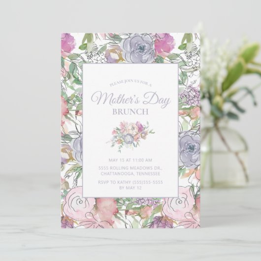 Roze puin blauw handvat Moederdag Kaart (Staand voorkant)