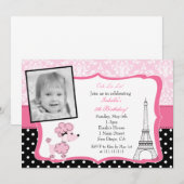 Roze puinhoop in Parijs Fotodag uitnodiging (Voorkant / Achterkant)